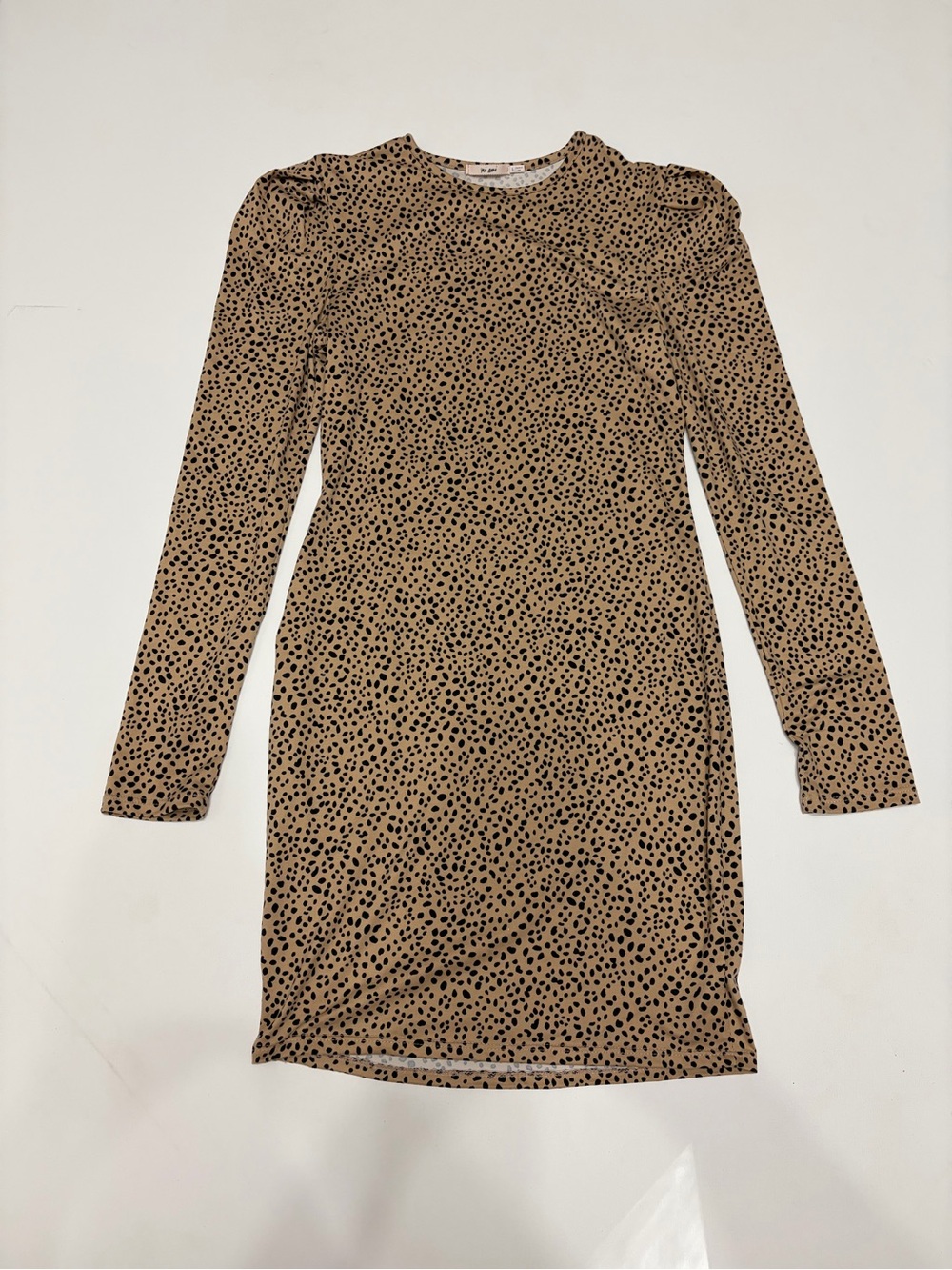 miami Tan and Black Long-Sleeve Leopard Print Dress size large night out sexy